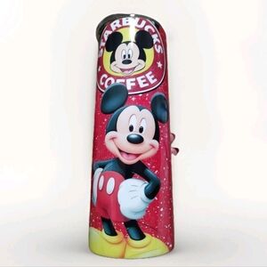 NIB Mickey Mouse Starbucks 20 Oz Skinny Tumbler W/Straw & Brush Sublimated